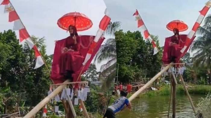 Lomba panjat pinang berhadiah janda muda viral di media sosial.