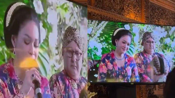 TAHAN TANGIS - Momen Maia Estianty memberikan pesan kepada Al Ghazali di acara siraman menjelang pernikahan, Sabtu (14/6/2025). Maia tampak menahan tangis saat putranya sungkem meminta restu.