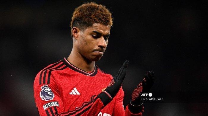 Striker Manchester United, Marcus Rashford yang kini makin terpinggirkan karena pelatih Ruben Amorim