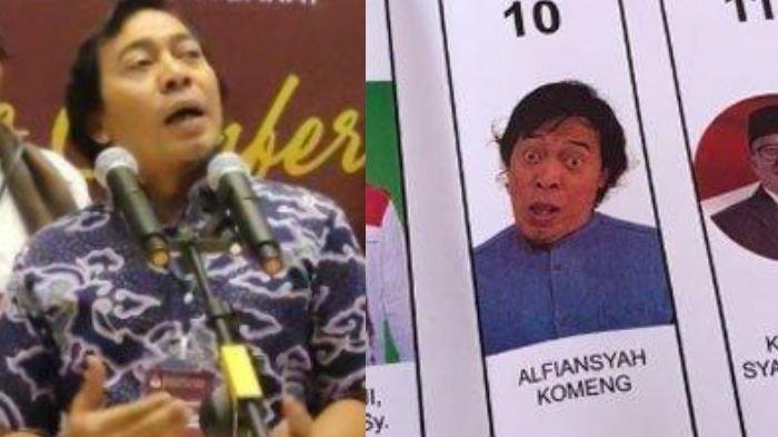 Misi Komeng maju sebagai caleg independen di Pemilu 2024. Foto nyelenehnya di surat suara viral di media sosial.