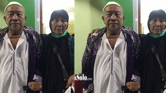 GELAR BARU - Sumarno Dirjo (64) dan istrinya, Sukarti (56), jemaah Embarkasi Solo kloter 55 setelah kembali dari Tanah Suci. Pasutri asal Rembang ini berhasil berangkat haji setelah mulai menabung Rp5 ribu per hari dari hasil berjualan pentol sejak tahun 1997.
