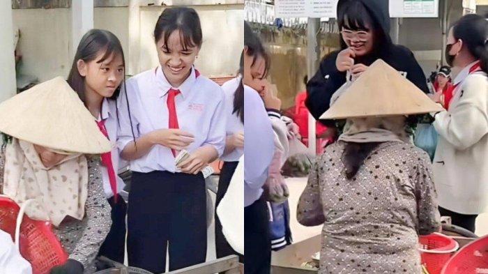 KISAH NENEK VIRAL - Sekelompok siswi berkumpul di sekitar gerobak penjual sayur yang merupakan nenek dari temannya untuk membeli dagangannya. Peristiwa ini diketahui terjadi di sebuah sekolah di Vietnam bernama
Sekolah Menengah Vo Thi Sau (Chau Thanh A, Hau Giang).