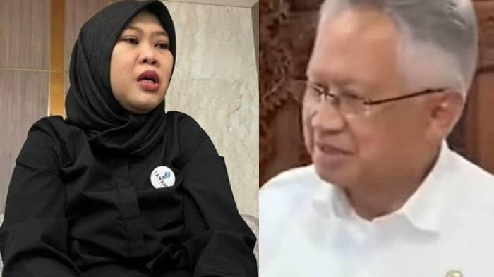 Neni Herlina, pegawai Kemendiktisaintek yang dipecat oleh Mendiktisaintek Satryo Soemantri Brodjonegoro di kantor Kemendiktisaintek, Senin (20/1/2025).