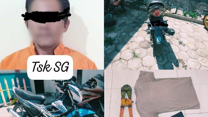 Satreskrim Polres Nganjuk mengamankan SG (46) lantaran mencuri besi beton di tempat kerjanya.