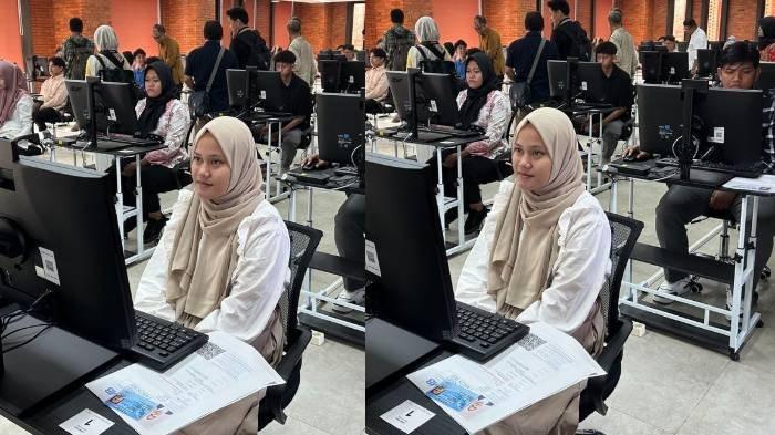 UTBK SNBT 2025 - Para peserta mengikuti Ujian Tertulis Berbasis Komputer Seleksi Nasional Berdasarkan Tes (UTBK SNBT) 2025 di Universitas Indonesia (UI) pada Rabu (23/4/2025) pagi. Sebanyak 55.213 orang dari total peserta UTBK SNBT 2025 sebanyak 860.976 peserta, mengikuti ujian di UI.