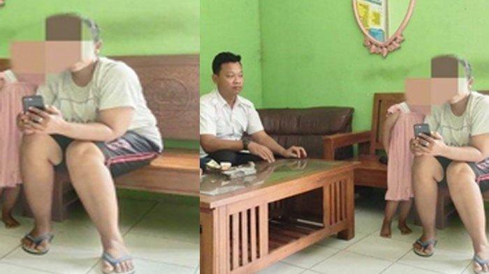 PENGHASILAN LEBIH DARI GAJI PNS - Pengemis WN bersama anaknya saat diminta keterangan di Kantor Dinsos P3A, Jalan Gondosuli, Kelurahan Nologaten, Kecamatan/Kabupaten Ponorogo, Jatim, Sabtu (8/3/2025). Ternyata setelah ditelusuri penghasilan pengemis WN sangat tinggi bahkan melebihi nilai gaji PNS golongan IV.