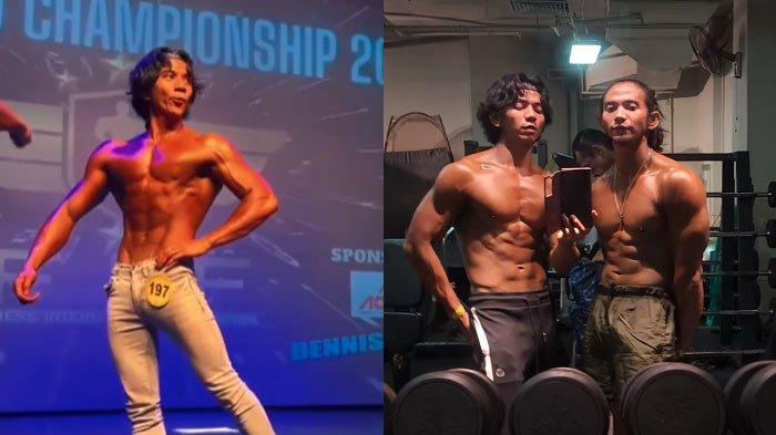 Penyanyi Rizki DA dan Ridho DA yang mengukir prestasi internasional di bidang binaraga di Singapura.