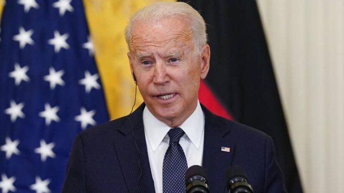 Presiden Joe Biden berbicara selama konferensi pers di Gedung Putih.