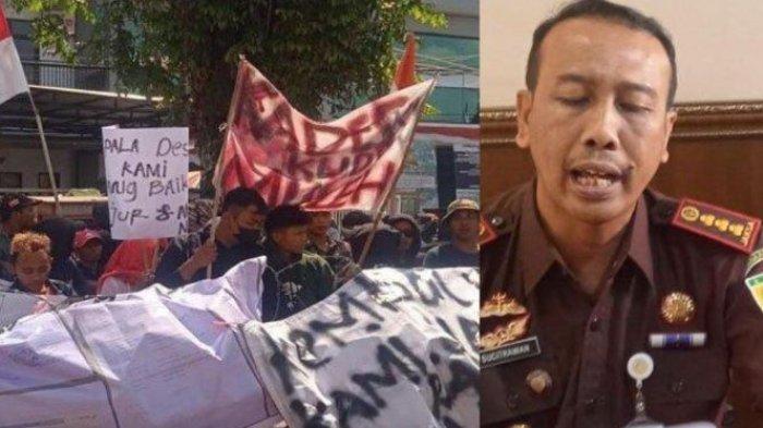 Ratusan warga yang menggeruduk Kejari karena protes Kades di Jember tak dibebaskan dari kasus korupsi.