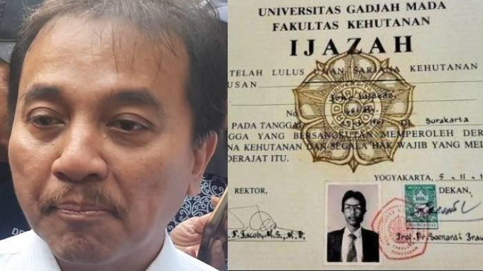 IJAZAH JOKOWI - Roy Suryo saat menemui wartawan seusai melakukan pertemuan dengan pihak rektorat dan pihak Fakuktas Kehutanan UGM terkait dengan ijazah Joko Widodo.