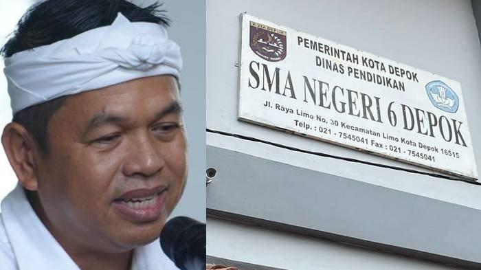 LARANGAN STUDY TOUR - (Kiri) Gubernur Jawa Barat terpilih, Dedi Mulyadi memberikan keterangan pers seusai menjalani pemeriksaan Kesehatan di kompleks Kementerian Dalam Negeri, Minggu (16/2/2025) dan SMAN 6 Depok, Limo, Cinere, Kota Depok (Kanan).