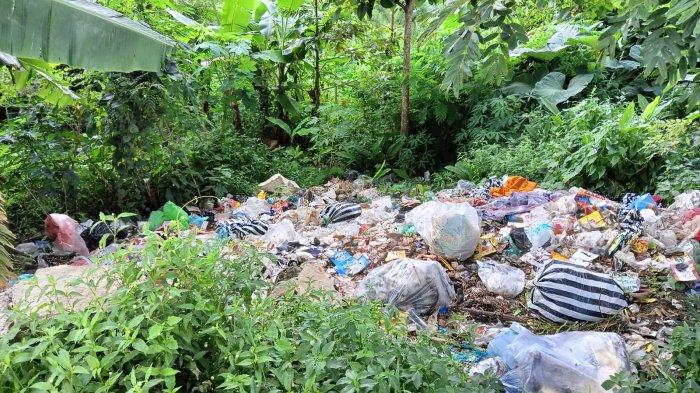 SAMPAH DI HUTAN - Sampah berserakan di hutan Dusun Notorejo, Desa Wonosalam, Kecamatan Wonosalam, Kabupaten Jombang, Jawa Timur pada Rabu (23/4/2025). Timbulkan bau menyengat yang membuat warga merasa tidak nyaman.