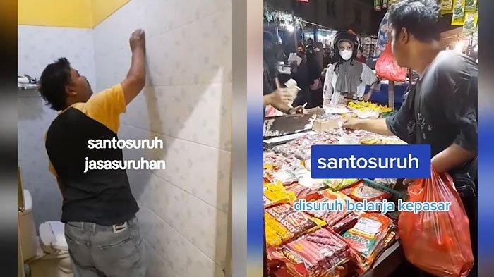 JASA SANTO SURUH - Tangkapan layar aktivitas Santo di akun TikToknya, Kamis (6/2/2025). Ia mengerjakan suruhan apa saja asal halal.
