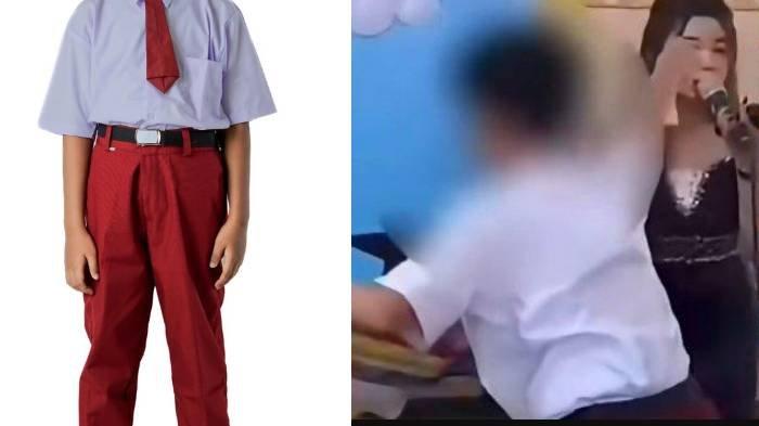 SISWA SD NYAWER - (Kiri) Ilustrasi siswa SD. (Kanan) Tangkap layar video viral siswa SD di Tulungagung nyawer biduan.