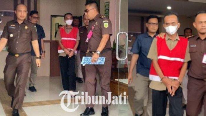 SOSOK KEPSEK SMK 2 PGRI - SA, Kepala SMK 2 PGRI Ponorogo, tersangka penyimpangan dana BOS saat digiring menuju mobil tahanan di Kantor Kejari Ponorogo, Jalan MT Haryono, Kelurahan Jingglong, Kecamatan/Kabupaten Ponorogo, Jatim, Senin (28/4/2025). Hanya diam, SA enggan menanggapi pertanyaan awak media.