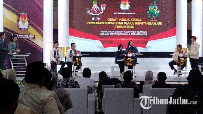 Komisi Pemilihan Umum (KPU) Kabupaten Nganjuk menghelat debat publik kedua pemilihan bupati dan wakil bupati, Rabu (6/11/2024).