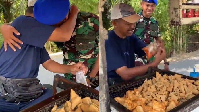 TNI beri kejutan ke orangtuanya yang jualan batagor.