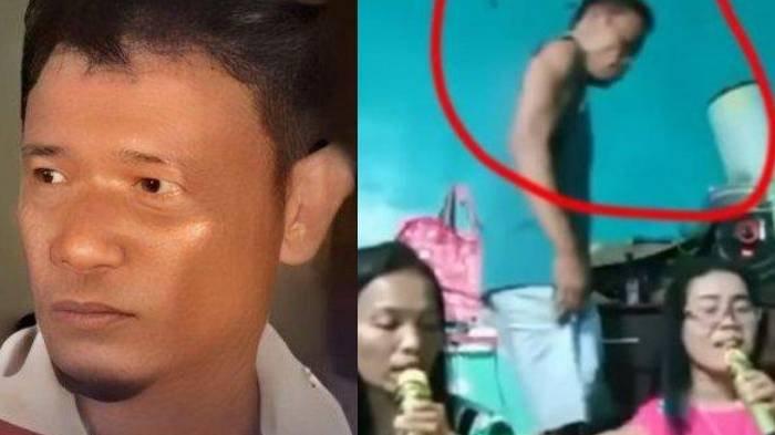 Tampang Agus Herbin Tambun (47) yang menikam sang istri saat sedang bernyanyi dan live di Facebook.