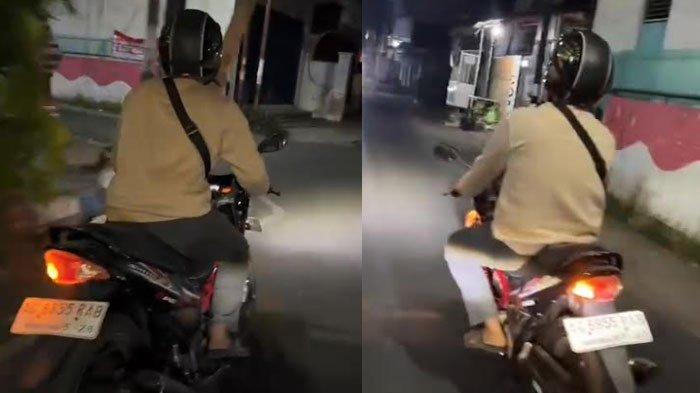 Tangkapan layar sosok terduga begal payudara yang kabur dikejar korbannya.