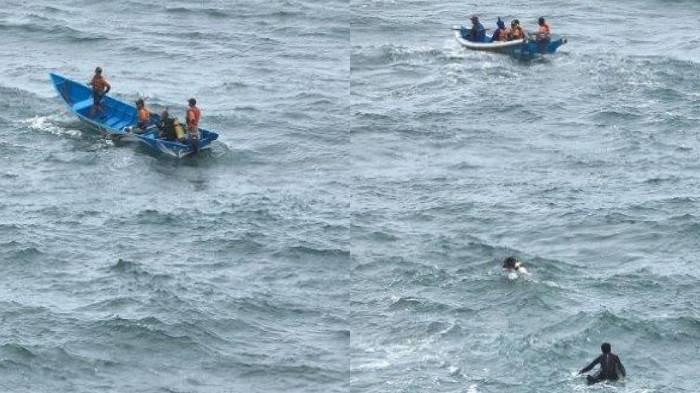 Tim SAR saat proses pencarian pelajar SMPN 7 Kota Mojokerto yang tenggelamTim SAR saat proses pencarian pelajar SMPN 7 Kota Mojokerto yang tenggelam terseret arus menggunakan di Pantai Drini, Gunungkidul pada Selasa (28/1/2025).