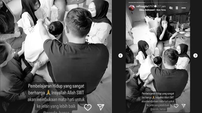 Wanda Hara meringkuk menangis di antara rekannya yang ikut kajian Ustaz Hanan Attaki, Nagita menyinggung soal buka hati.