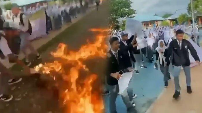 Aksi siswa SMA demo di sekolah gegara Kepsek merokok