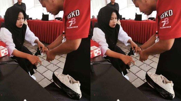 Apes peserta CPNS terpaksa lakban sepatu karena tak berwarna hitam.