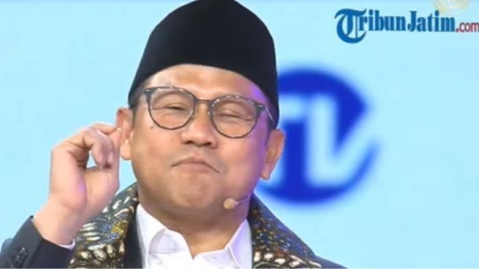 Tangkapan layar Muhaimin Iskandar alias Cak Imin, Cawapres Anies Baswedan memaparkan visi misi dalam Debat Cawapres 2024 perdana, Jumat (23/12/2023).