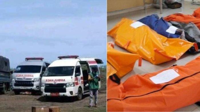 INSIDEN PEMUSNAHAN BOM - Belasan orang dilaporkan menjadi korban saat pemusnahan peluru atau bahan ledak kedaluwarsa di Desa Sagara, Kecamatan Cibalong, Kabupaten Garut, Jawa Barat, Senin (12/5/2025). 7 kantong jenazah berisi korban ledakan bom yang dimusnahkan di Desa Sagara, Kecamatan Cibalong, Kabupaten Garut, Jawa Barat, Senin (12/5/2025) pagi. sidqi al ghifari/tribun jabar