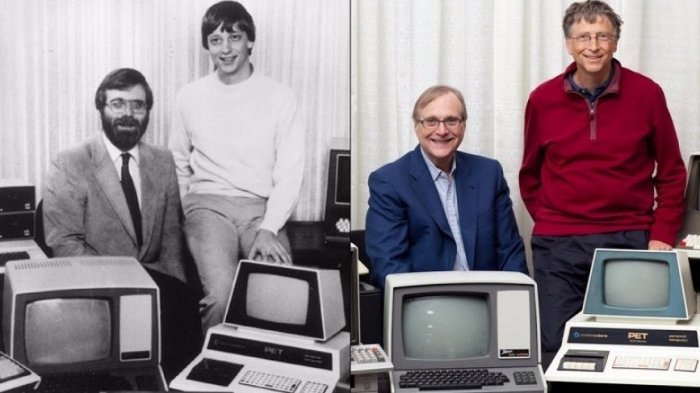 Paul Allen dan Bill Gates (tahun 1981 dan 2013)