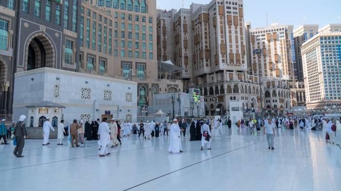 Pemandangan di sekitar Masjidil Haram, Mekkah, Arab Saudi.
