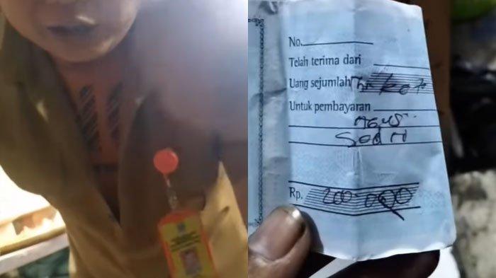 MAKSA MINTA THR - Tangkapan layar unggahan akun Instagram @lambe_turah, Minggu (23/3/2025). Seorang pria berseragam dinas Pemda Bekasi maksa minta THR ke pedagang Pasar Induk Cibitung.