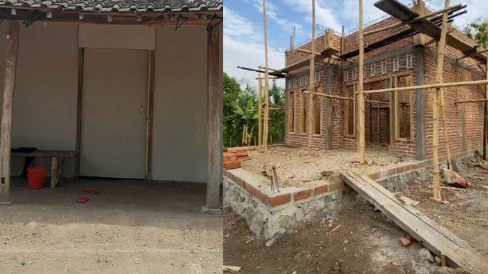 Potret rumah TKW bernama Indah dulunya gubuk menjadi dinding batu bata. Kerja kerasnya selama 1,5 tahun di Taiwan membuahkan hasil.