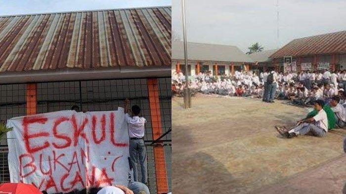 KEPSEK DIDEMO SISWA - Ratusan siswa SMA Negeri 11 Medan menggelar aksi di sekolah. Para siswa berkumpul di lapangan sekolah, lalu berorasi dan membawa spanduk, Selasa (25/2/2025) pagi. Mereka mengajukan sejumlah tuntutan minta kepsek diganti.