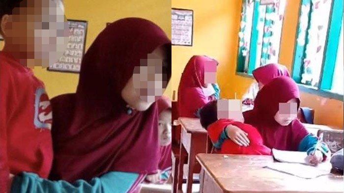Kisah bocah SD sekolah sambil gendong adik viral di media sosial. Ia terpaksa membawa adik ikut sekolah lantaran ibu telah meninggal.