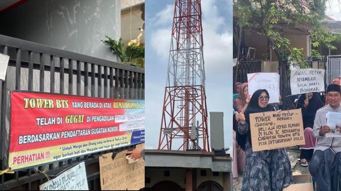 TOWER PROVIDER MERESAHKAN - Warga Perumahan Telaga Emas, Blok K 1, RT 06/RW 13, Kelurahan Harapn Baru, Bekasi Utara, Kota Bekasi, resah dengan keberadaan tower provider yang berdiri di atas rumah tetangganya. Ditemui pada Jumat 31 Januari 2025, mereka merasa tertipu dan takut.