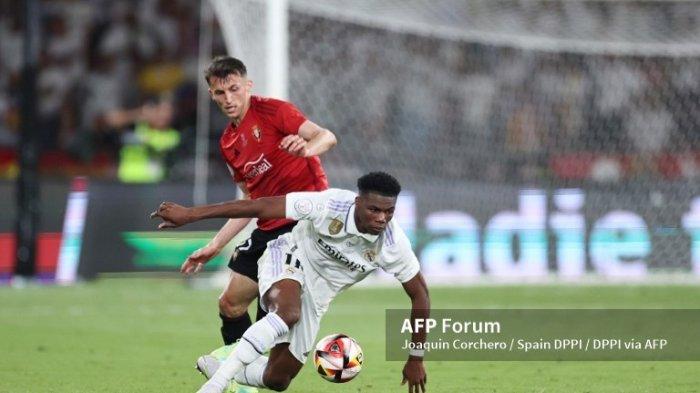 Aurelien Tchouameni di Copa del Rey antara Real Madrid vs Osasuna pada 6 Mei 2023 di Estadio de La Cartuja di Sevilla, Spanyol.