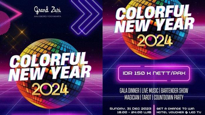 Colorful New Year 2024 Pesta Malam Tahun Baru 2024 di Hotel Grand Zuri Malioboro Yogyakarta