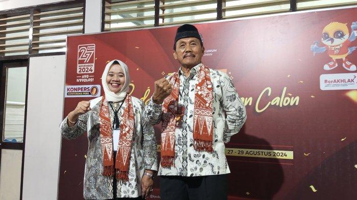 Pasangan calon bupati dan wakil bupati Sleman, Kustini Sri Purnomo - Sukamto mendaftar ke KPU Sleman, Kamis (29/8/2024).