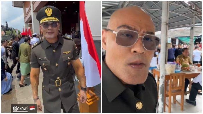 Deddy Corbuzier mengenakan pakaian militer tituler, mengikuti peresmian Graha Utama Akademi Militer di Magelang, Senin (29/1/2024)