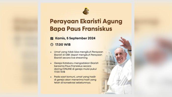 Info Live Streaming Misa Paus Fransiskus di Gereja Kotabaru