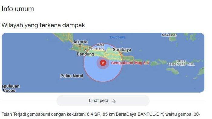 Telah Terjadi gempabumi dengan kekuatan: 6.4 SR, 85 km BaratDaya BANTUL-DIY, waktu gempa: 30-Jun-23 19:57:43 WIB