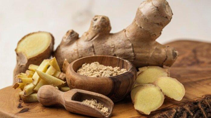 Assortment of ginger on wooden board
