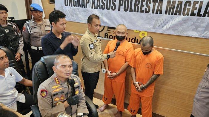 Konferensi pers kasus pencurian mobil dan pembakaran sepeda motor di Magelang