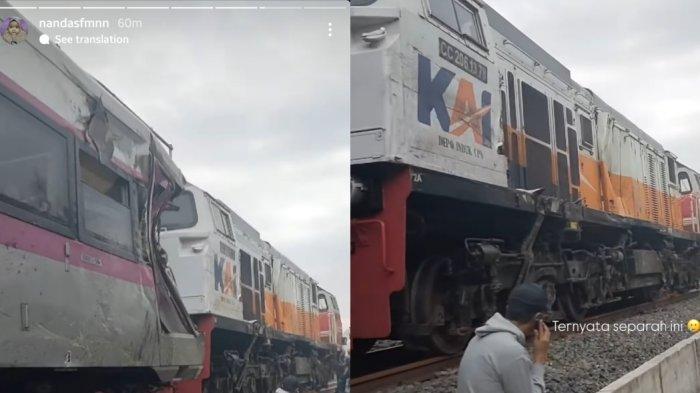 Foto kecelakaan kereta api Taksaka menabrak truk molen di perlintasan kereta api Sedayu, Bantul, Rabu (25/9/2024) pagi. Foto diunggah oleh akun Instagram @nandasfmnn. (Tangkapan Layar Instagram Story @nandasfmnn)