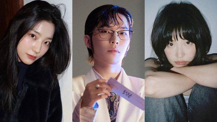 Lee Saerom fromis_9 (kiri) Lee Chanhyuk AKMU (tengah) Ha Ji Soo (kanan)