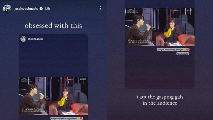 Justin Paul penulis lagu Rewrite The Stars OST The Greatest Showman mengomentari penampilan D.O EXO dan Suhyun AKMU lewat Instagram Story @justinpaulmusic