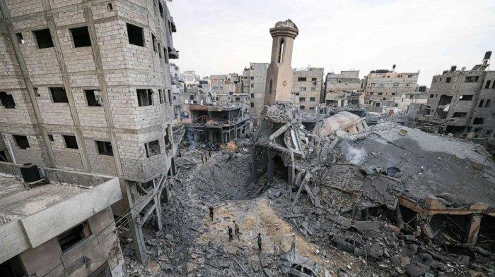 Kondisi Kota Gaza setelah dibombardir Israel dalam operasi pengepungan yang dilakukan sejak hari Senin (09/10/2023) kemarin