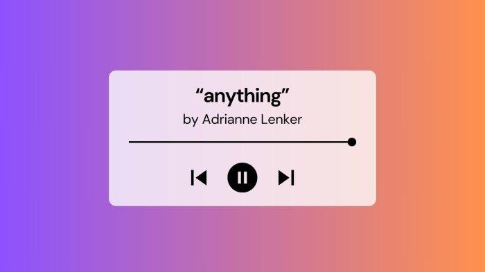 Lirik Lagu dan Terjemahan Anything by Adrianne Lenker yang Lagi Viral di Spotify