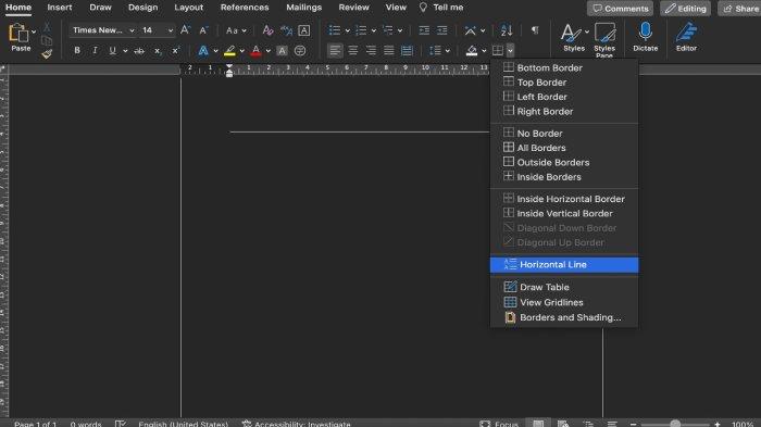 Menggunakan Horizontal Line Tool